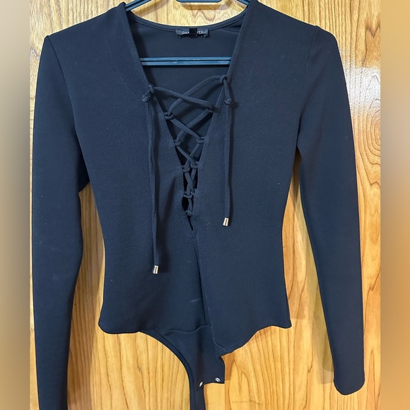 Dynamite - Black Lace Up Bodysuit - Picture 2 of 5